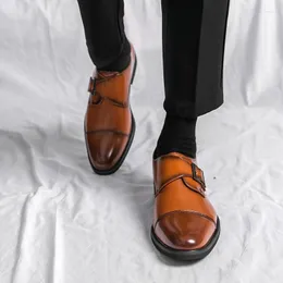 Kleid Schuhe Männer Braun Schwarz Schnalle Riemen Quadratische Zehe Loafers Handgefertigt Für Mit Zapatos De Hombre