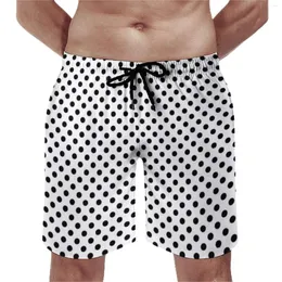 Herr shorts svart polka prickar bräd dot cirklar konst sport fitness korta byxor snabb torkning casual design simning stammar