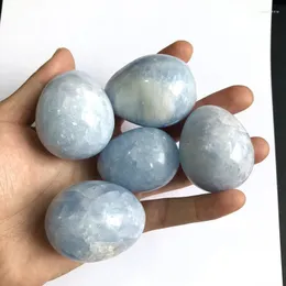 Bolsas de joyería Venta al por mayor Natural Azul Celestita Cuarzo Cristal Huevo Piedra original Pulido Kyanite Adornos de oficina 1 kg