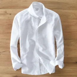 Męskie koszule swobodne wiosny i jesień mężczyźni moda marka Japonia styl szczupły bawełniany bielizny długie rękawy bluzki męskie męskie białe koszula importowe ubrania 230901