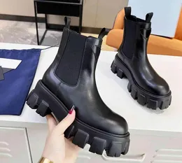 RealFine888 5A Boots SPR8187320 Monolith منصة جلدية منصة الكاحل الحذاء أحذية Desinger للنساء مع حجم الصندوق 35-41