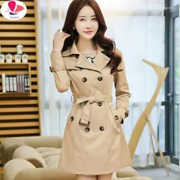 Women's Trench Coats Brand Europe Itay 2023 Autumn Female Classic Double Breasted Long Trenchcoat England Luxury Women Pea Coat