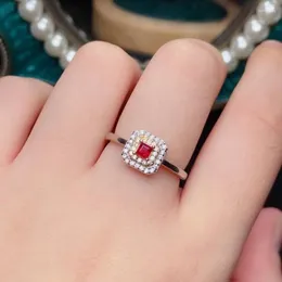 Cluster-Ringe CoLifeLove Naural Ruby Ring für den täglichen Gebrauch 0,12 ct 3 mm natürliches Silber Geschenk Frau Edelsteinschmuck