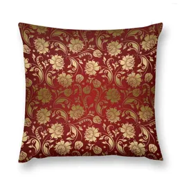 Kudde Bourgogne och Gold Floral Damasks kastar julomslag S sittande