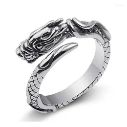 Кольца-кластеры, ширина 9 мм, настоящее серебро, винтажное кольцо с драконом для мужчин и женщин, стерлинговое серебро S925, ювелирные изделия с резьбой в стиле ретро