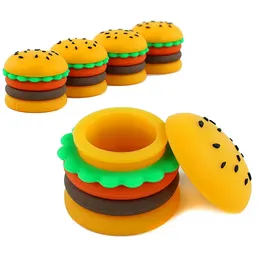 Nonstick wax container hamburger shaped silicone box 9ml silicon containers food grade jars dab tool storage jar hash oil holder