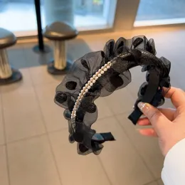 Großhandel Modetrend Damen Stirnband Polka Dot Retro Organza Faltensaum Haarband Designer-Stil Stil Stirnband Haarspange