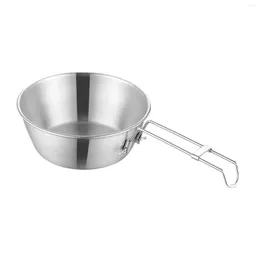 Tools Outdoor Camping Foldable Bowl Lightweight Stainless Steel With Handle Food Cooker Portable Car