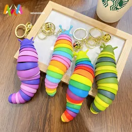 Keychain Nasal Slug 3D Articulated Telescopic Caterpillar Toys for Children and Adults Eversing Wring and Stress Relief Toys