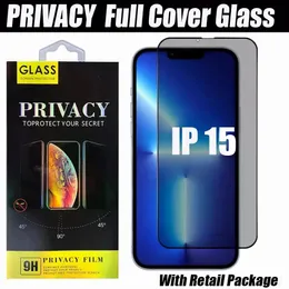 Privacy Anti-Peeping Anti-SPY Glasp Screen Protector dla iPhone'a 15 14 Plus