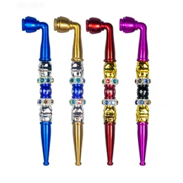 Metal Pipe Portable Removable Skull Color Ribbon Drill Aluminum Alloy With Cover Cigarette Holder Pipe Accessories Wholesale