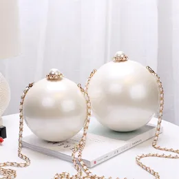 Women Round Pearl Evening Bag Acrylic Clutch Bags Mini Handbag Purse Ladies Evening Party Wedding Bags203y