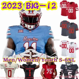 Custom XS-6XL NCAA 2023 BIG-12 Houston Cougars Football Jersey 52 Almarion Crim 1 Nathaniel Dell Jr.