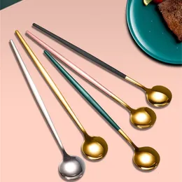 Spoons Creative rostfritt stål Kaffeblandningssked Långhandtag Ice Cream Dessert Tea Stir Table Kitchen Supplies 230901