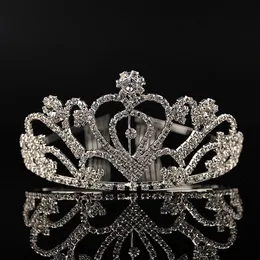 Cristalli d'argento a buon mercato Tiara da matrimonio corone da sposa in perline di strass pezzi di pettina