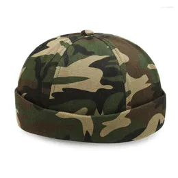 Berets Vintage Herren Sommer Baumwolle Brimless Skullies Cap Einfarbig Straße Tragbare Docker Hüte Mehrzweck Beanie Hut Hip Hop