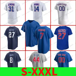 2 Nico Hoerner Jersey Beyzbol 27 Seiya Suzuki Patrick Wisdom Ian Happ 31 Fergie Jenkins 14 Ernie Banks 4 Nelson Velazquez 24 Cody Bellinger Dansby Swanson Alzolay