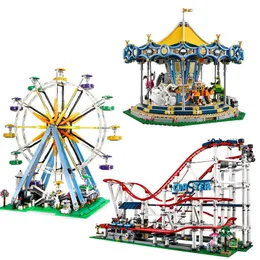 Kits de construction de modèles en stock, blocs de construction de montagnes russes, briques, carrousel à grande roue, compatibles 10257 10247 10261, jouets, cadeaux d'anniversaire et de noël 230904