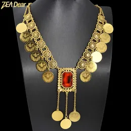 Collane con ciondolo Zeadear kalung India untuk wanita kalung panjang rumbai bulat Turki liontin koin leher rantai pesta audio perhiasan hadiah pengantin 230904