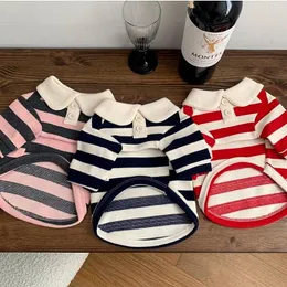 Dog Apparel Stripe Polo Clothes Shirt Print Casual Pet Clothing Fashion Dogs Thin Princess Costume Bichon Pink Spring Summer Wholesale