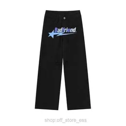 Badfriend Jeans Bad Friend Pantaloni Streetwear Y2k Jeans dritti stampati per uomo Pantaloni oversize casual a gamba larga retrò Hip Hop Pantaloni cargo 7 CA7Q