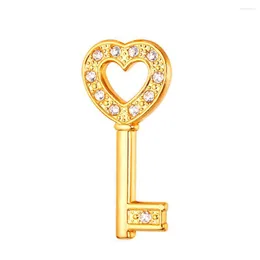 Brooches ChainsPro Crystal Key Heart For Women Gold/Silver Color Wholesale CZ Pin Men Jewelry Pins And B126