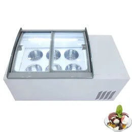 Commercial Ice Cream Display Cabinet Stainless Steel Hard Ice Cream Showcase 6 Round Barrels or 6 Square Barrels Freezer 220V