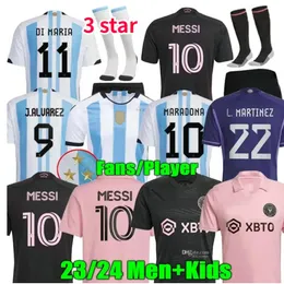 3 Star Argentina Soccer Jersey Player Fans Version 22 23 Football Shirts 2022 Messis De Paul Giroud National Team Mbappej.aarez
