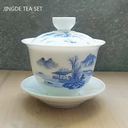 Zestawy herbaveware chińskie i biała porcelanowa herbata tureen miska ręcznie robiona ceramiczna herbata podróżna przenośna gaiwan set homeWare 160 ml 230901