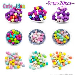 Mordedores Brinquedos CuteIdea 20 Pcs Silicone Rodada Beads 9mm Bebê Dentição Mastigável DIY Roedor Chupeta Cadeia Acessórios Bens 230901