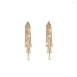 Boucles d'oreilles pendantes LANFLORA à la mode Zircon femmes gland Long pour cadeau d'anniversaire en alliage de cuivre magasin d'usine prix de gros