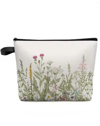 Cosmetic Bags Vintage Plant Flower Makeup Bag Pouch Travel Essentials Lady Women Toilet Organizer Kids Storage Pencil Case