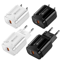 Qualcomm 3.0 Quick Charge Fast Charging Travel Adapter US Plug EU Plug 5V/3A 9V/2A 12V/1.6A 18W Wall Charger for iPhone iPad Samsung LG Huawei Xiaomi
