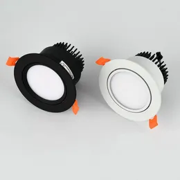 LED COB 스포트라이트 천장 램프 AC85-265V 3W 7W 9W 12W 15W 알루미늄 오목한 다운 라이트 라운드 패널 조명