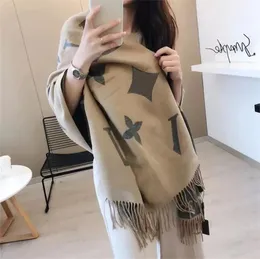 新しいデザイナースカーフ100％カシミア女性太いショール冬暖かい長いフリンジパシュミナスカーフ180*65