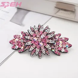 Hair Clips Hairpin Adult Accessories Flower Rhinestone Curling Headdress Back Spring Collet Top Clip