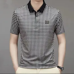 Polos masculinos verão homens xadrez manga curta camisa polo koreon básico streetwear moda roupas masculinas negócios social casual solto tops 230901