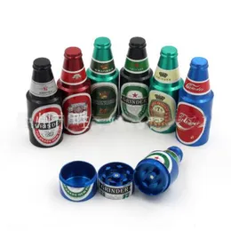 Creative Beer Bottle Style Stor 30mm Metal Grinder Dry Herb 3 delar lager Zinklegering Tobakslipmaskiner Röker tillbehör med displaybox