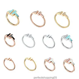 Brand Luxury Designer Ring the New Double Shaped Opening Band 1.1 with Original Fashion Woman Jewelry t Rings T-shaped Classic Style Diamonds Gifts 5a