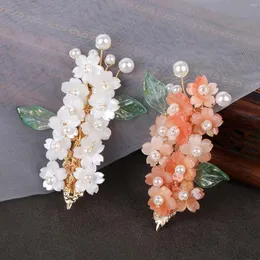 Hair Clips Chinese Style Clip Hairpin Jade Flower PearlHair Clasp Clothes Cheongsam Accessories