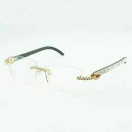 Endlose Diamant-Brillenfassungen aus Moissanit-Steinen 3524012 Buffs-Sonnenbrillen mit naturschwarz gemischten Büffelhornbeinen und 56 mm klaren Gläsern