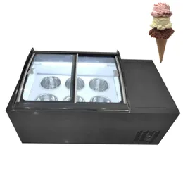 Commercial Freezer Ice Cream Display Cabinet Desktop Ice Porridge Freezer 6 Round Barrels Hard Ice Cream Storage Machine