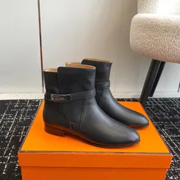 Botas de couro clássicas de alta qualidade com fivela de cavaleiro, botas de designer de moda de luxo, sapatos de trabalho femininos