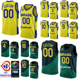 브라질 농구 99 Lucas Dias Jersey Brazils 2023 월드컵 2 Yago Santos 14 Leonardo Meindl 32 Georginho de Paula 50 Bruno Caboclo 10 Tim Soares 대표팀