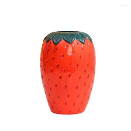 Vases Simulation Strawberry Ceramic Vase Flower Pot Home Craft Living Room Bedroom Study Creative Decoration