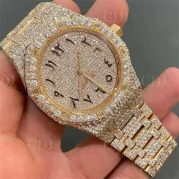 Top Clone Ap Diamond Diamonds Watch Pass Test Movimento de quartzo vvs Iced Out Sapphire Personalizado Top Brand Out Certificado Vvs Moissanite Relógio Hip Hop Bust Down Handmad