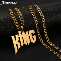 Pendant Necklaces Customized Name Necklace Pendant Gold Color Personalized Stainless Steel 7mm Wide Thick Chain Jewelry for Women Christmas Gifts 230901