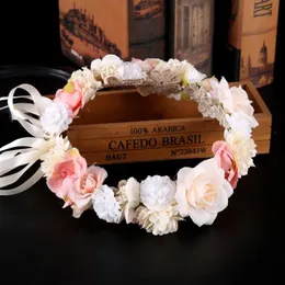 Heu Heukranz Braut Brautkleid farbige Blumen Kopfbedeckung Haarband248O