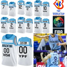 Drukuj Basketball World Puchar 2023 Argentyna 10 Carlos Delfino Jersey 8 Nicolas Laprovittola 12 Marcos Delia 2 Maximo Fjelerup 9 Nicolas Brussino 7 Facundo Campazzo