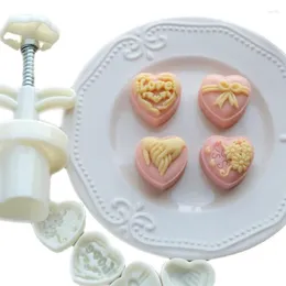 Baking Moulds Love Heart Moon Cake Mold Cookie Stamps Hand Press Dessert Cutters Drop